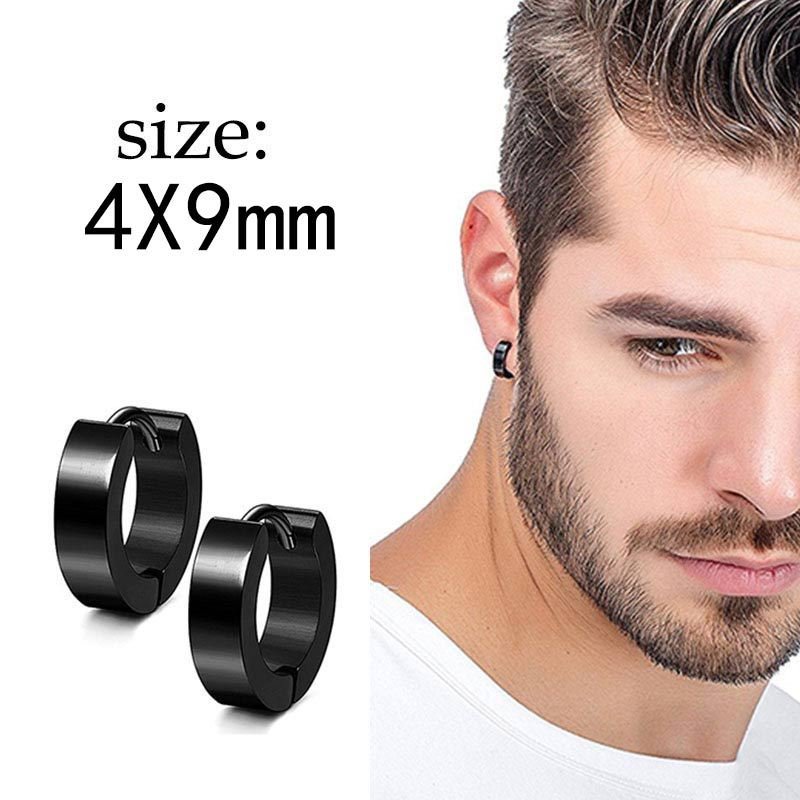 1Pair Punk Black Multiple Styles Stainless Titanium Steel Ear Stud Earrings For Men and Women Gothic Street Pop Hip Hop Ear Jewelry