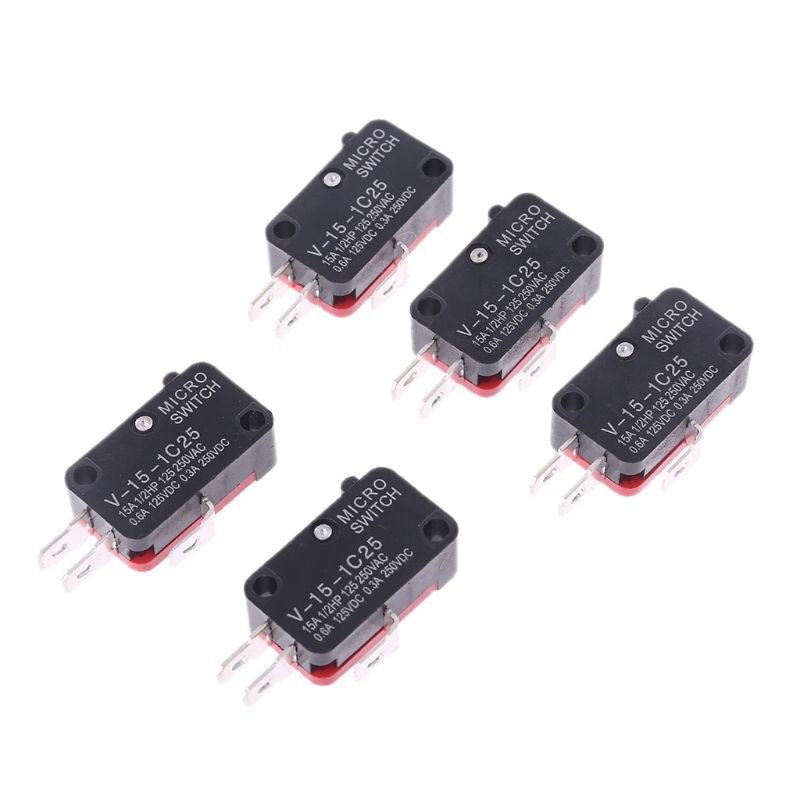 LILY* 5Pcs 250V 16A Safety Micro Limit Switch V-15-1C25 Roller Lever Snap Action