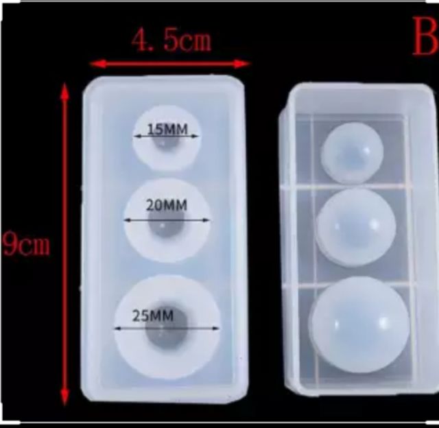 Khuôn silicon sáng tạo hình cầu 3 kích cỡ dùng trong resin, diy