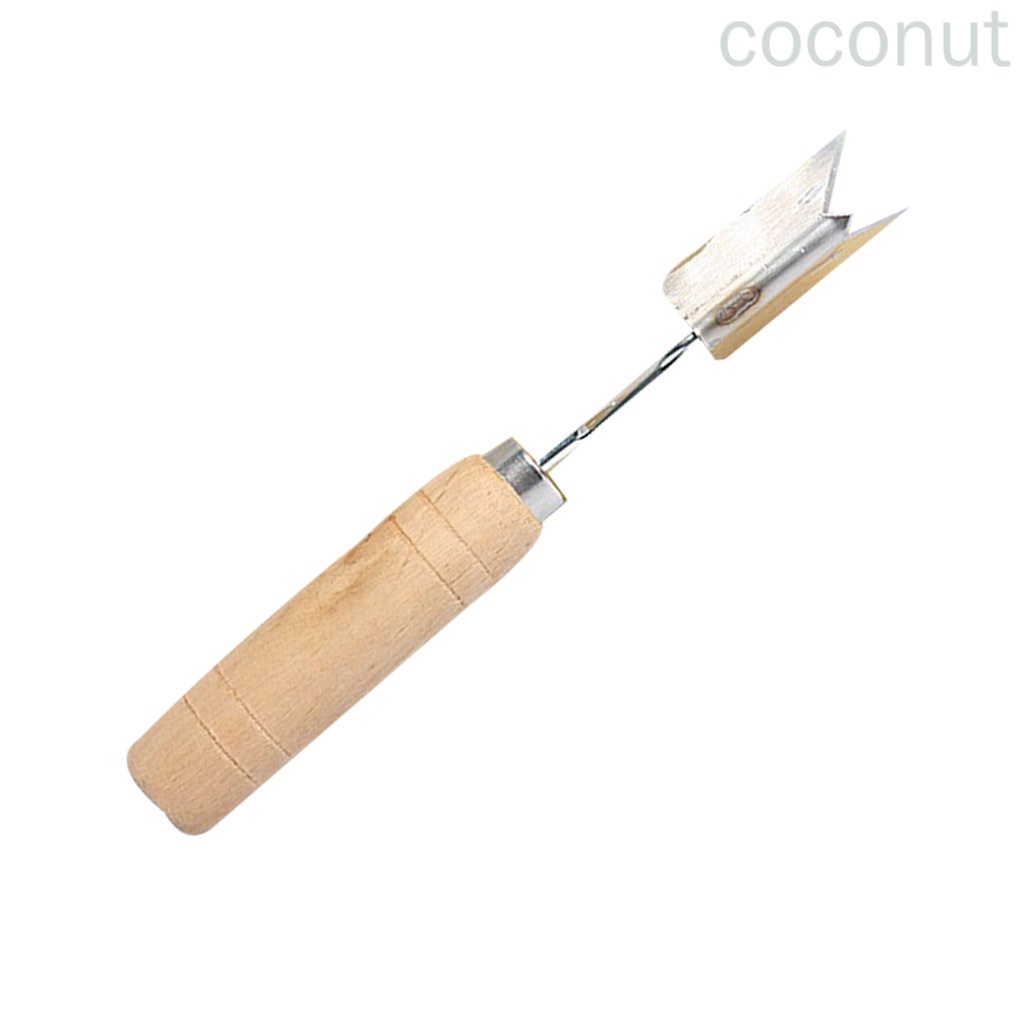 Dụng cụ cắt dứa hình chữ V bằng thép không gỉ tay cầm gỗ