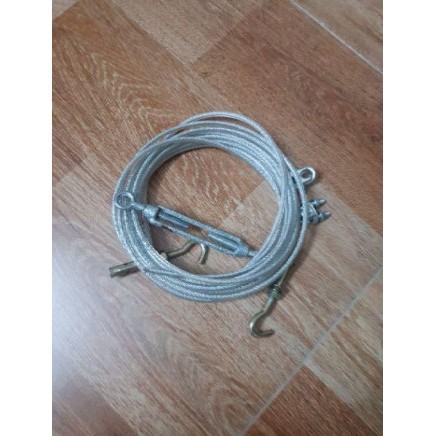 Combo dây cáp phơi quần áo, mạ kẽm bọc nhựa chống rỉ sắt ( Dây phi 5 hoặc 6 - 2 Nở móc 8 - 1