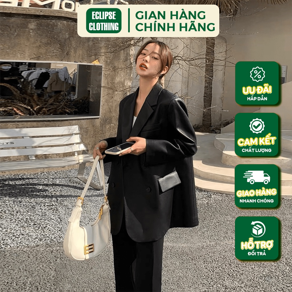 Áo Vest Da 2 Hàng Cúc Oversize Eclipse Clothing Thiết Kế Hiện Đại Basic Dễ Dàng Phối Đồ - Đi Làm Đi Chơi & Dự Tiệc