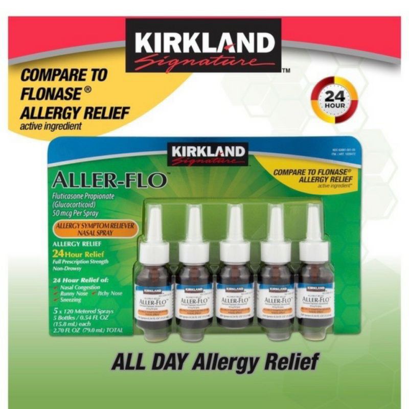 (Date 2023) Xịt mũi Kirkland Aller flo 18.2ml Hàng Mỹ mẫu mới