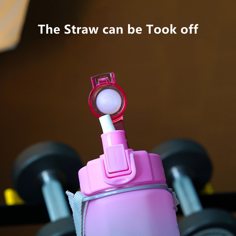 Diller Bình Nước Thể Thao Bằng Silicone Không Chứa BPA Kèm Ống Hút Đánh Dấu Thời Gian Cho Gym D58 4L