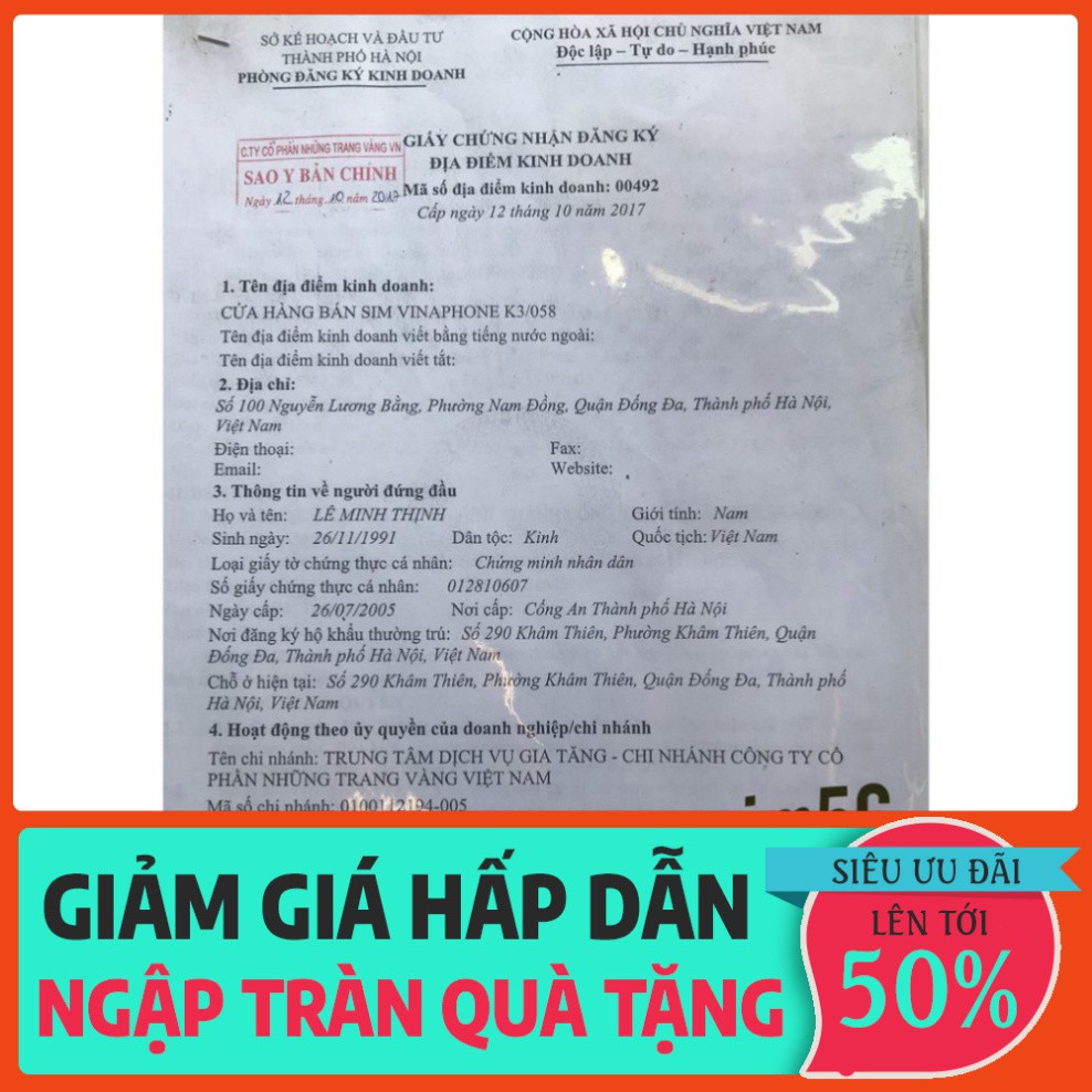 SĂN SÊU MÂY BÀ ƠI Sim Vina D500 ( Miễn phí vào mạng 12 tháng , Tốc độ 4G ) , Sim bảo hành 12 tháng , chính hãng  vinapho