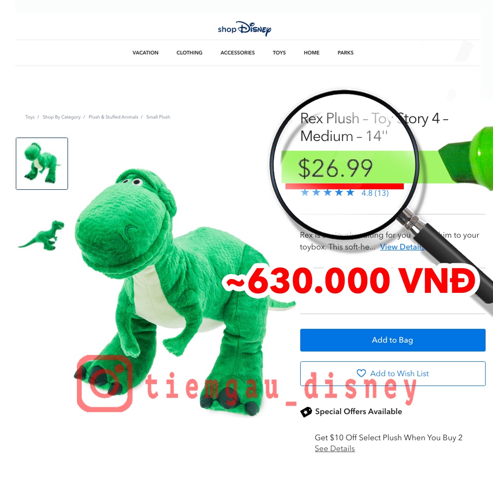 Gấu Bông Rex trong Toy Store 4 New - Disney