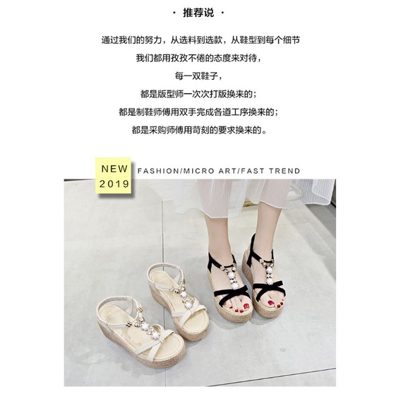 Dép xăng đan dây đá xinh lung linh đế xuồng 7,5 cm