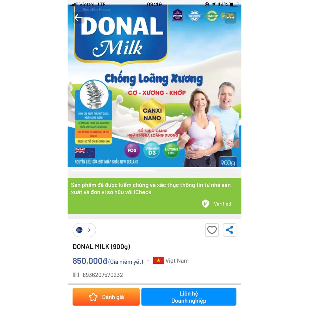 Sữa Donal Milk - Bổ sung canxi ngăn ngừa loãng xương