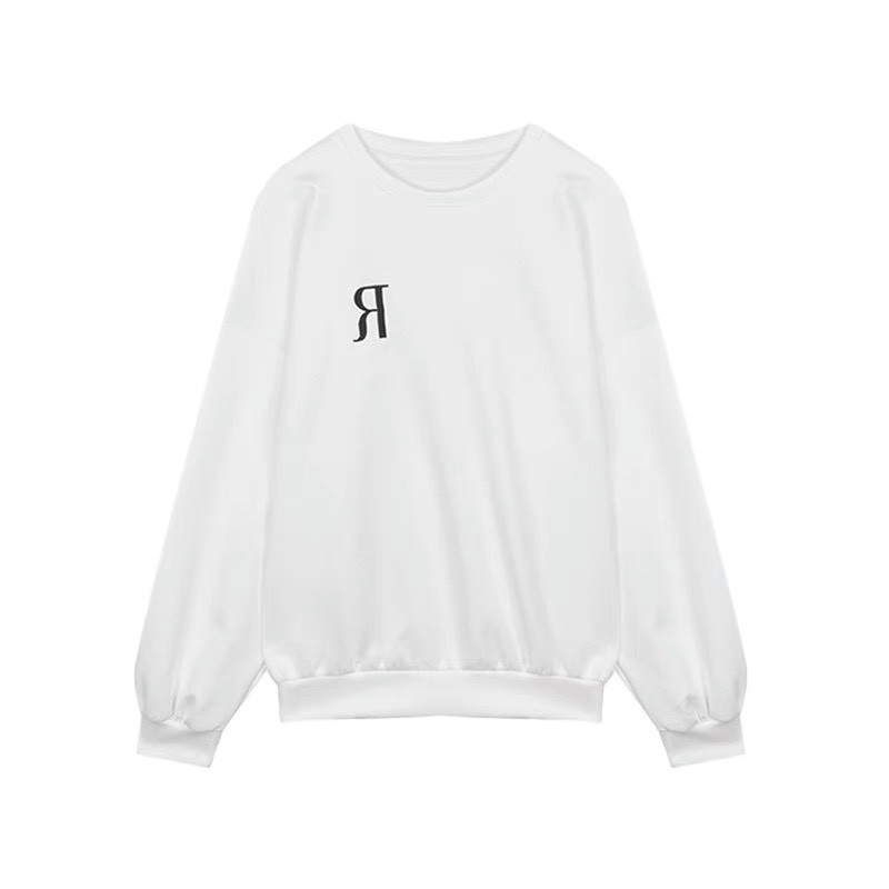 Áo Nỉ Sweater in R, Nam Nữ Unisex Form Rộng Dài Tay, Chất Nỉ 100% Cotton, 2 Màu Trắng Đen - Áo Sweater Form Rộng Unisex | BigBuy360 - bigbuy360.vn