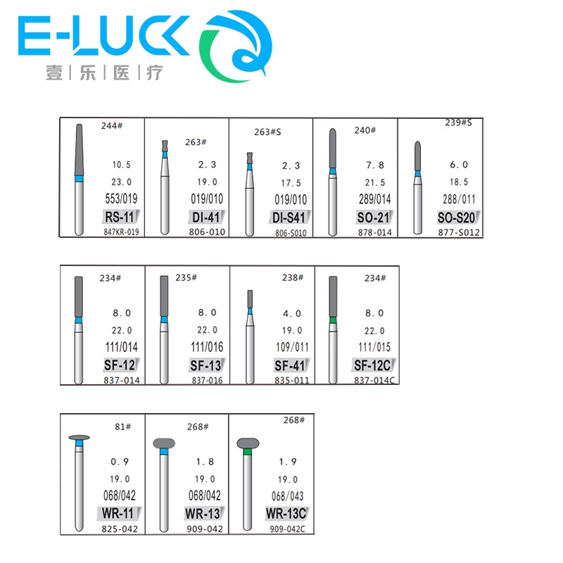 Hộp 10 Đầu Mũi Kim Cương RS/DI/SF/WR Cho Nha Khoa