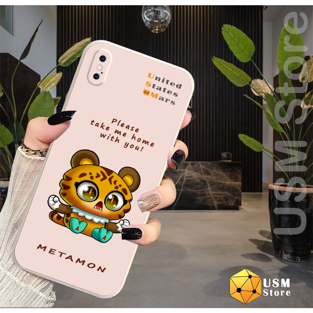 Ốp lưng iphone 6/6s/6 plus/7 plus/8plus/X/XR/XS/XSmax viền vuông, có cạnh bảo vệ camera sau, hình Metamon dễ thương