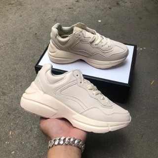 [Full Box] Giày Thể Thao Nam Nữ Gucci Rhyton Kem Trơn Chunky Dadshoes Sneaker