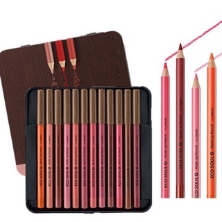 Follow 6/8 Bộ son bút chì The Saem Eco Soul Multi Pencil Lip Set 12 Son
