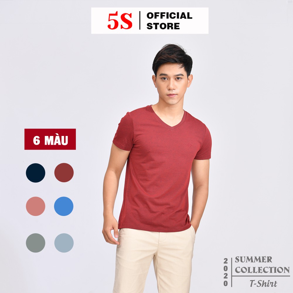 Áo Thun Nam Cổ Tim 5S Cao Cấp (6 màu) Tay Ngắn, Vải Mềm Mát, Thấm Hút Mồ Hôi, Co Giãn Cực Tốt (ATSSB199)