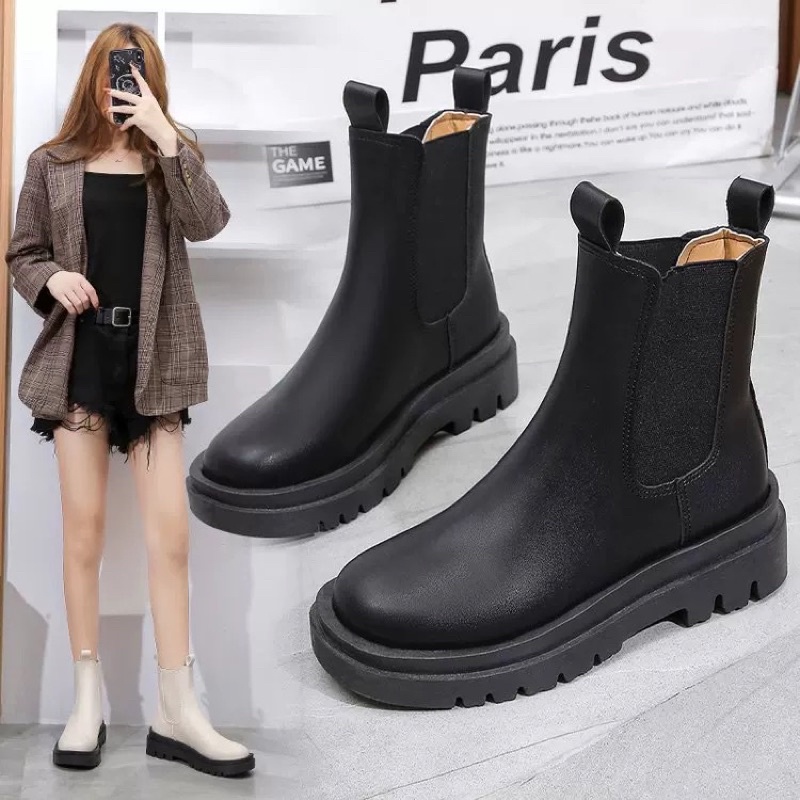 (HÀNG CÓ SẴN) Bốt lửng da mềm dáng đứng đế dày BIG SIZE 41-43