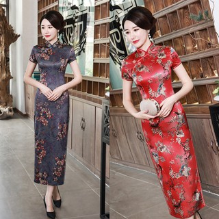 SX228 ĐẦM SƯỜN XÁM THƯỢNG HẢI DÁNG DÀI HỌA TIẾT HOA SANG TRỌNG CÓ SIZE LỚN 7XL - HÀNG NHẬP KHẨU