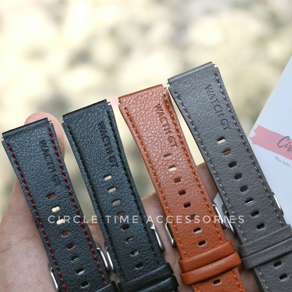 Dây đồng hồ da cho Huawei GT/GT2/GT3/Pro 46mm và các loại đồng hồ thông minh size 22 có chốt thông minh