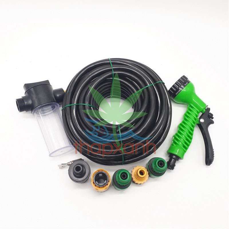Bộ vòi xịt nước tưới cây, Rửa xe BTN-7201, Vòi 7 in 1 kèm bình xà phòng + 15m dây