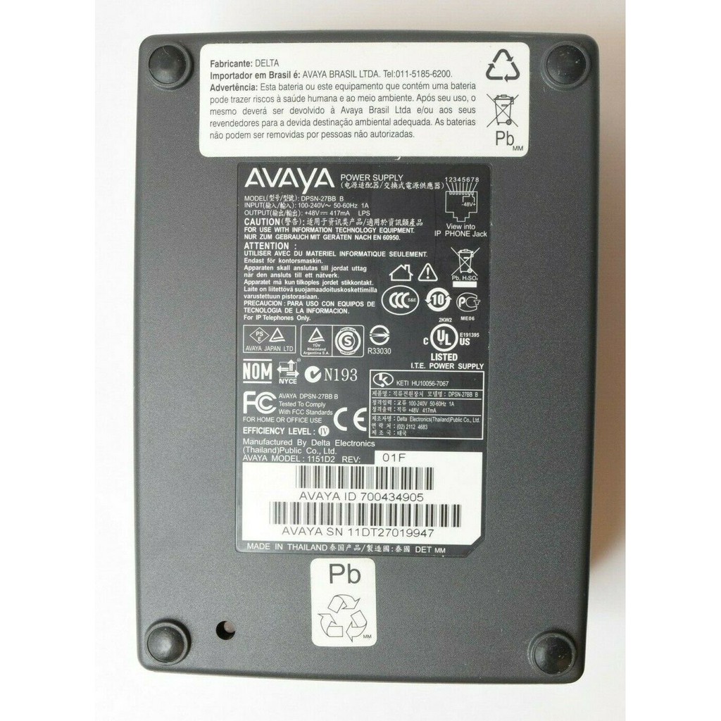 QUA SỬ DỤNG Mô-đun Nguồn Poe 48v 0.4a Avaya Asia Avaya 1151d2 - Dpsn-27bb B