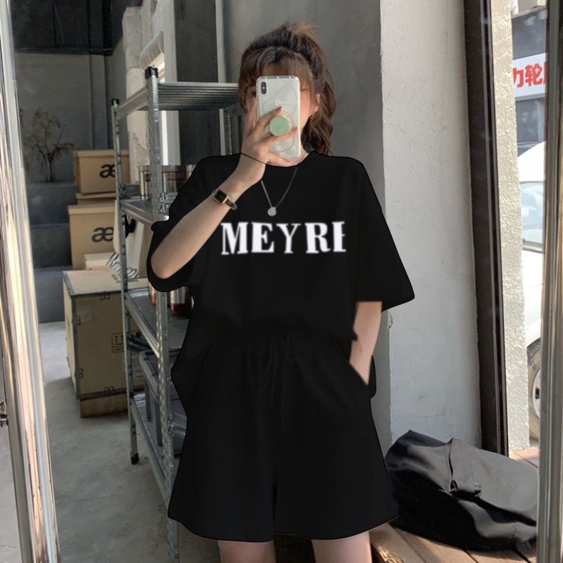 COZOK Màu Sắc set Áo Thun Ngắn Tay Form Rộng Và Quần short Thời Trang Dành Cho Nữ