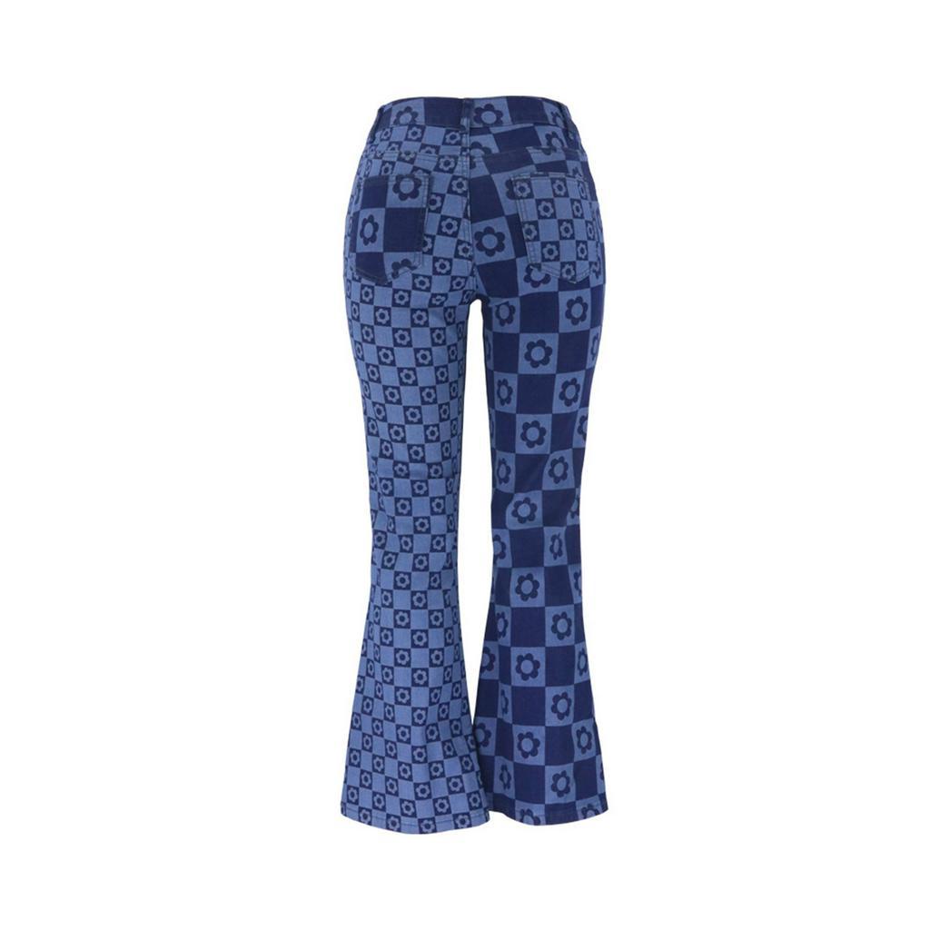 Quần Jeans Nữ Lưng Cao Họa Tiết Hoa Cá Tính