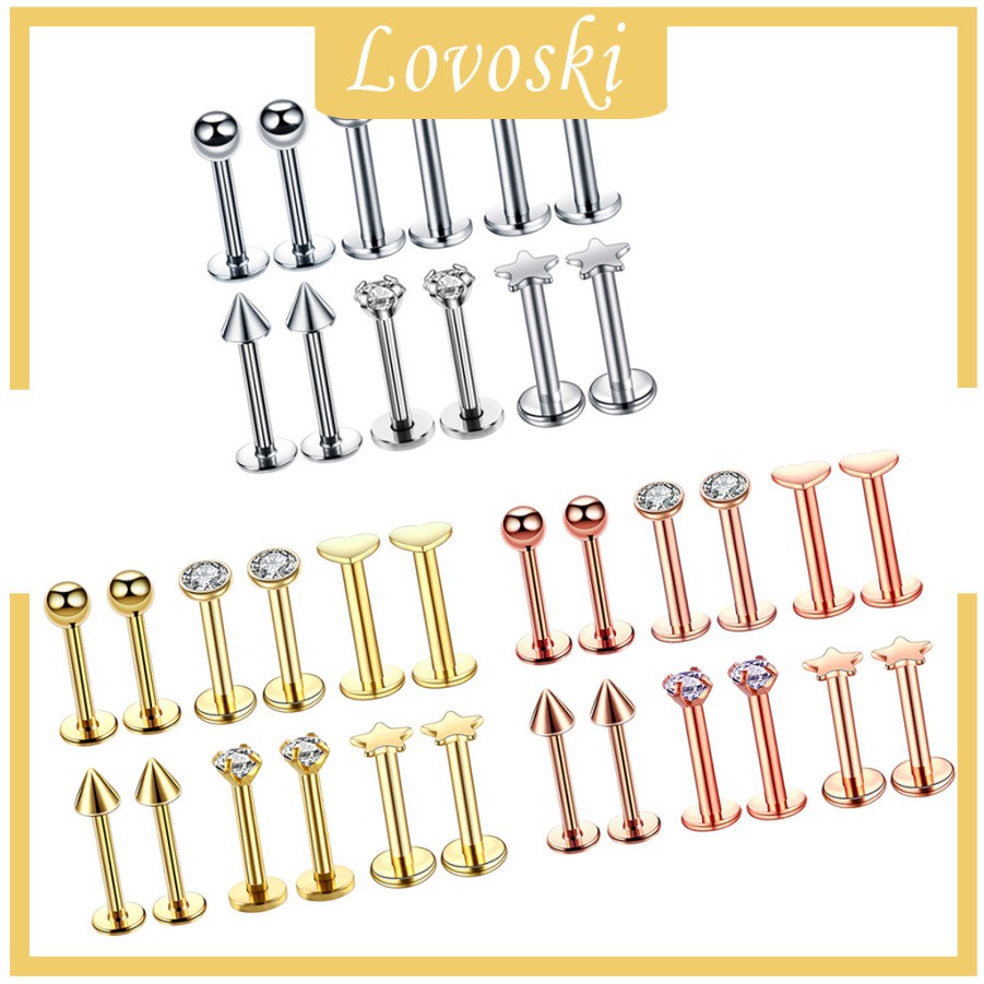 Bộ 6 Cặp Khuyên Tai / Mũi / Môi / Tai 16g