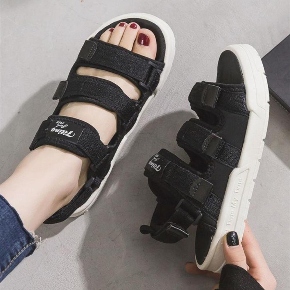 Dép quai hậu [Lù store] sandal quai hậu nữ 3 quai dán vải canvas cao cấp phong cách Hàn Quốc