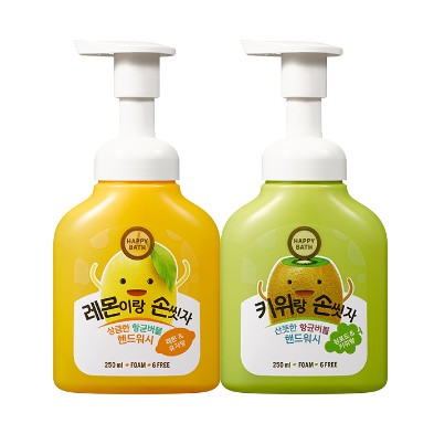 HAPPY BATH Lemon/Kiwi Bubble Hand Wash 250ml - 2 types