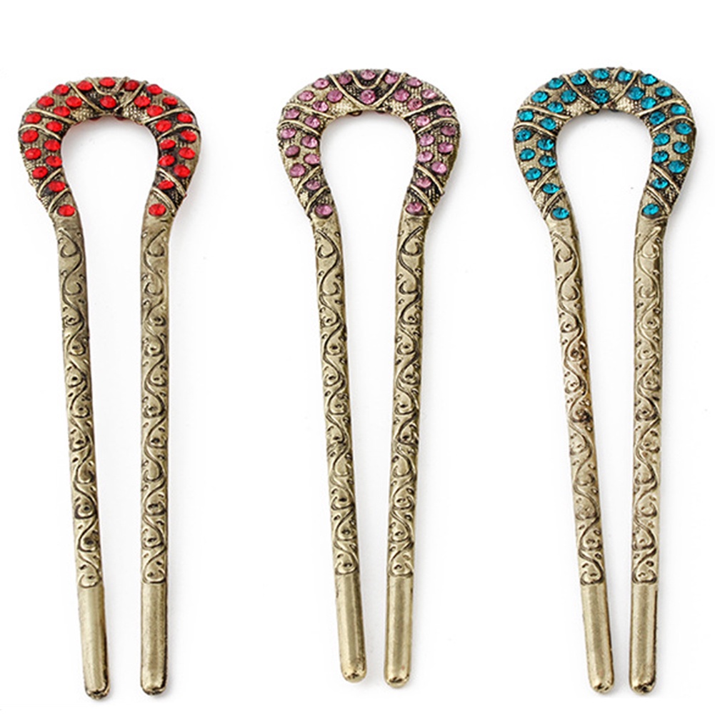 Trâm cài tóc hình chữ U đính đá thiết kế thời trang