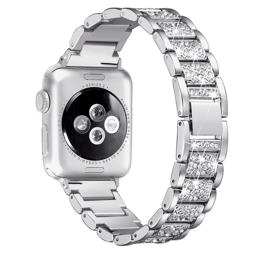 Dây đeo thép không gỉ đính đá giả dành cho đồng hồ Apple Watch 6 5 4 3 2 1 Iwatch 40mm 44mm 38mm 42mm