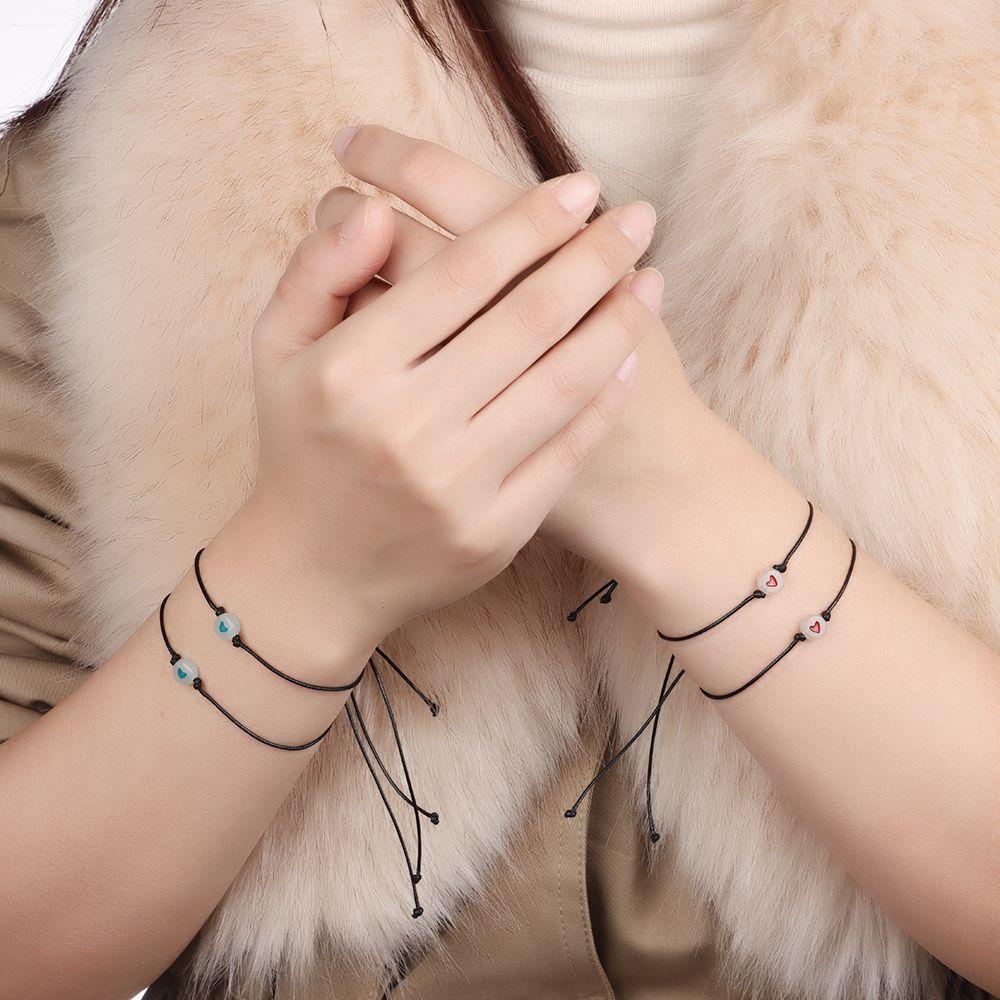 ORIENTLII Bộ 2 Dây Thừng Đính Hạt Trái Tim Phát Sáng Có Thể Điều Chỉnh Sáng