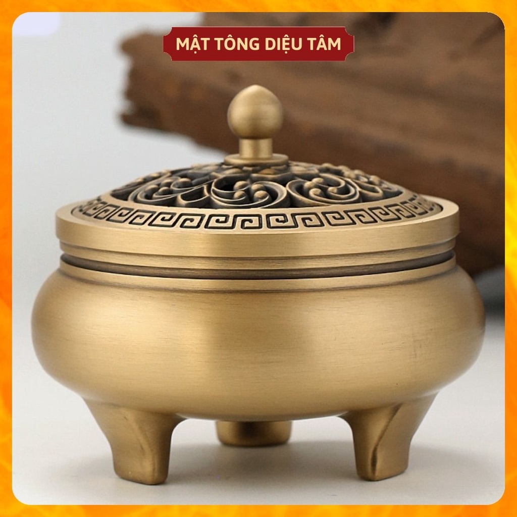 Lư xông trầm bằng đồng chọn mẫu hoạ tiết dụng cụ đốt hương trầm, nhang không tăm đồ phong thuỷ
