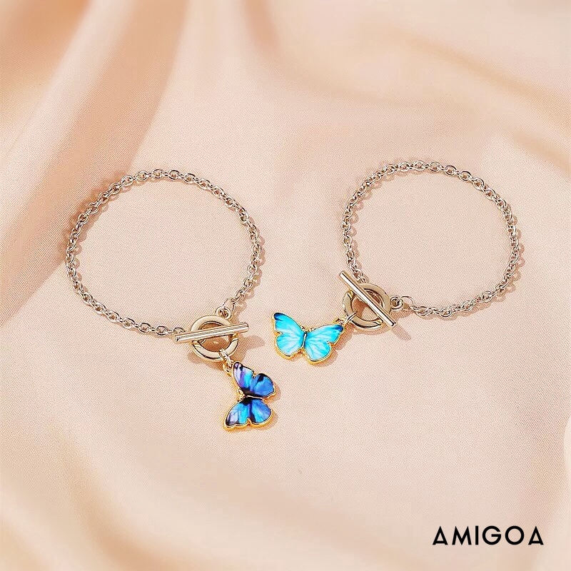 ✨✨Vòng đeo tay/vòng cổ hợp kim mặt hình bươm bướm thời trang Hàn Quốc cho nữ