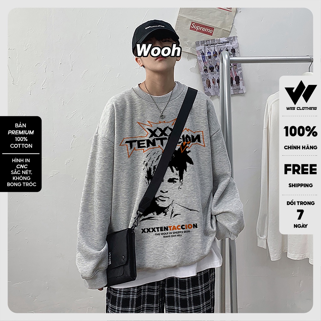 Áo sweater form rộng WIIS unisex XXX oversize tay dài thời trang nam nữ ulzzang