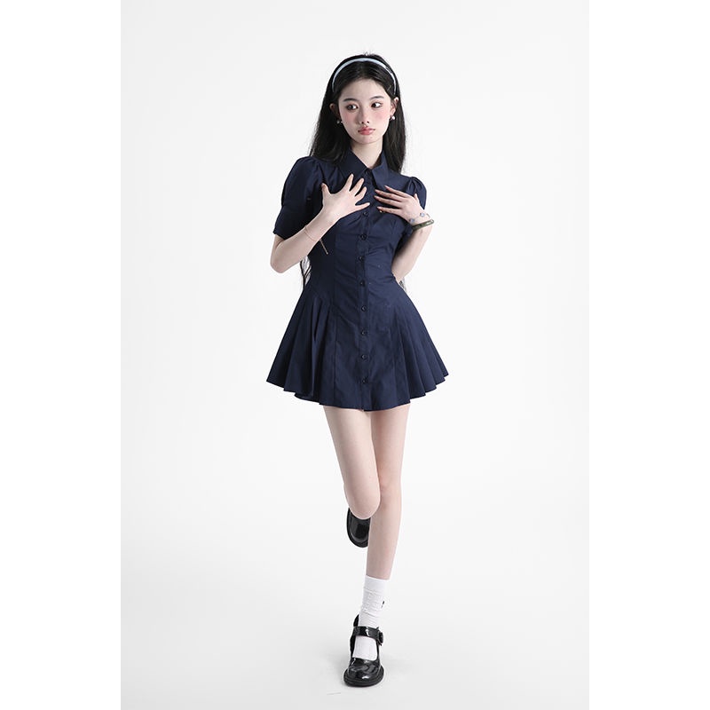Đầm dáng sơ mi tay ngắn thời trang hè cho nữ
