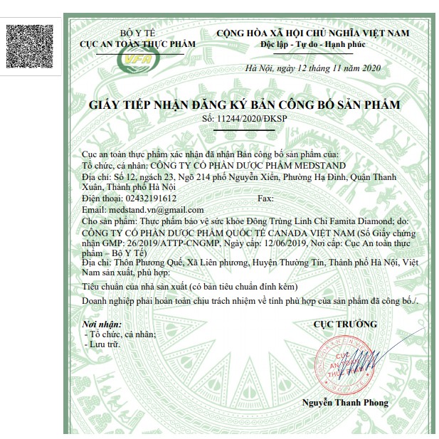 Đông trùng linh chi Famita Diamond - Hộp sang trọng để biếu tặng