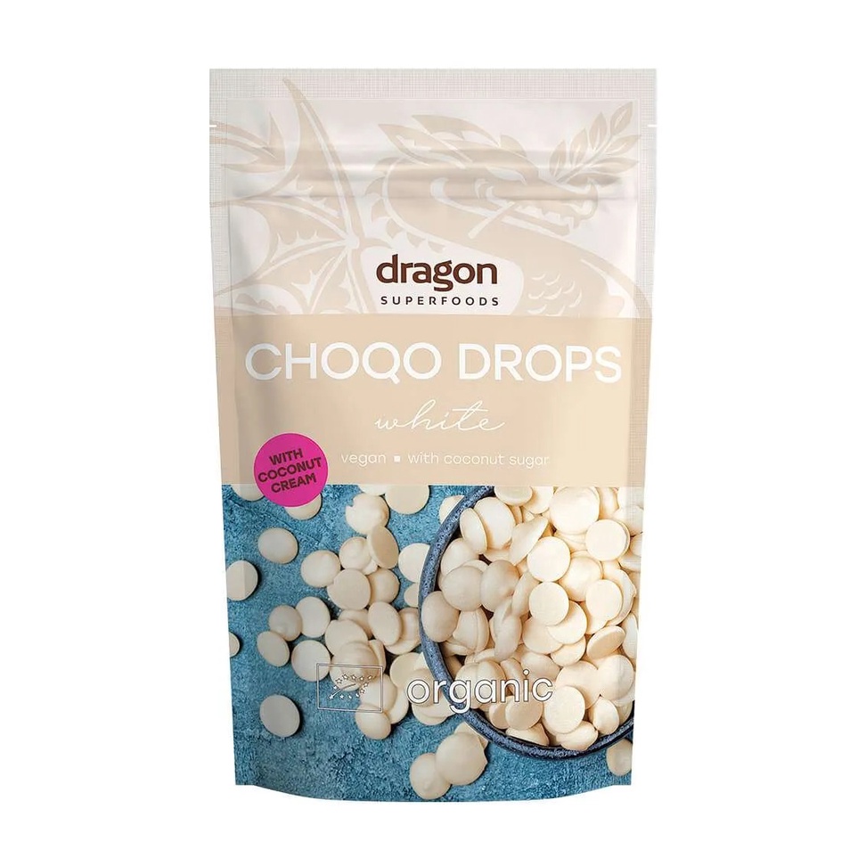 Hạt Socola hữu cơ 200g Dragon Superfoods Organic White Choco Drops
