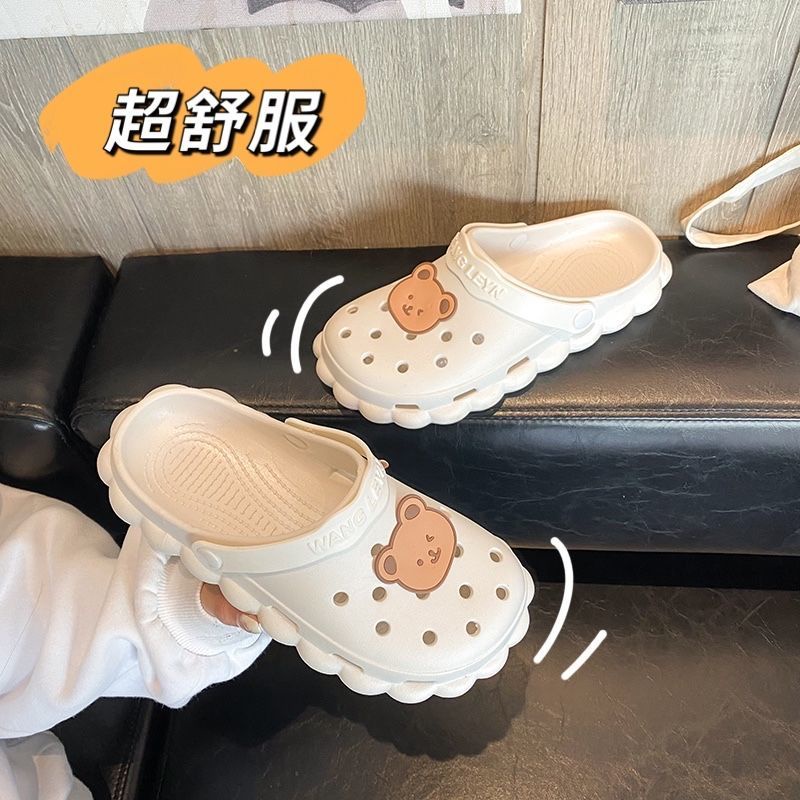 Oeggeo shop Dép Mũi Tròn Đi Ngoài Trời Cho Nữ