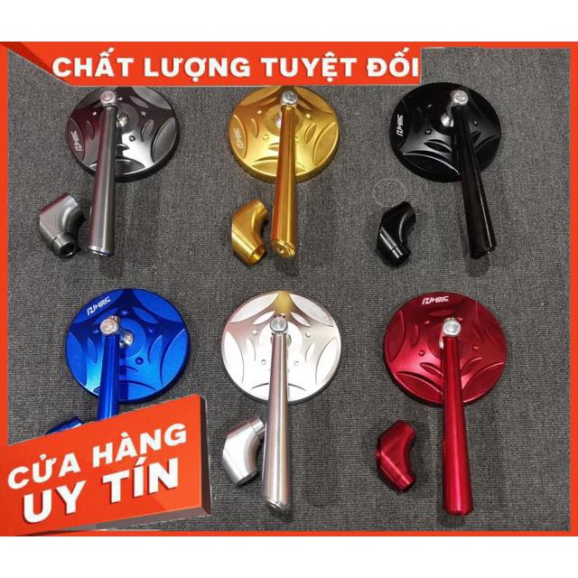 Kính, gương chiếu hậu tròn H2C chân 3D, mặt kính xanh chống chói