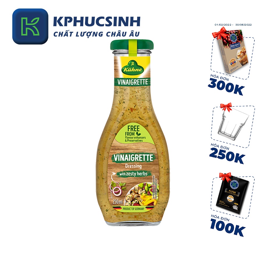 Sốt trộn salad vị bạc hà hiệu Kuehne 250ml KPHUCSINH - Hàng Chính Hãng