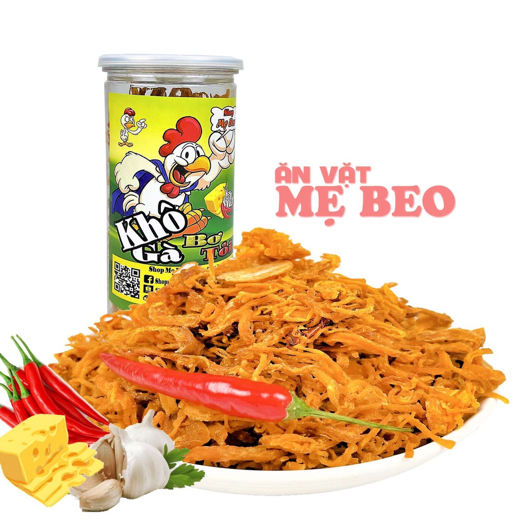 Khô gà bơ tỏi xé cay 300Gr Mẹ Beo ăn vặt cực ngon | BigBuy360 - bigbuy360.vn