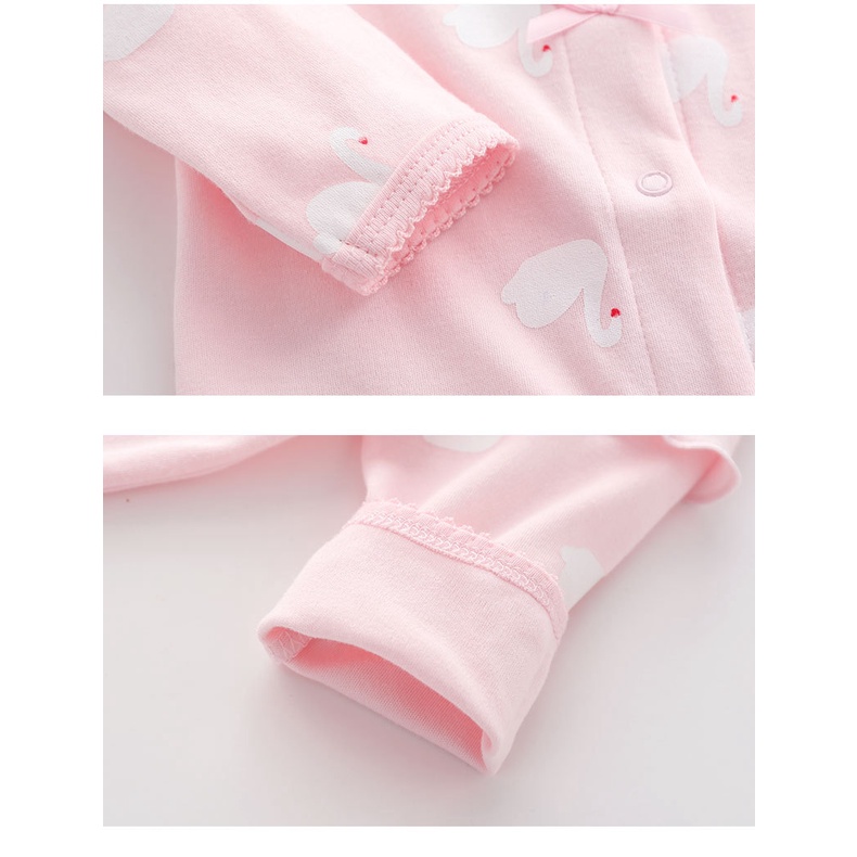 Áo Liền Quần Tay Dài Bằng Vải Cotton Dành Cho Bé Gái Sơ Sinh 0-18 Tháng Tuổi