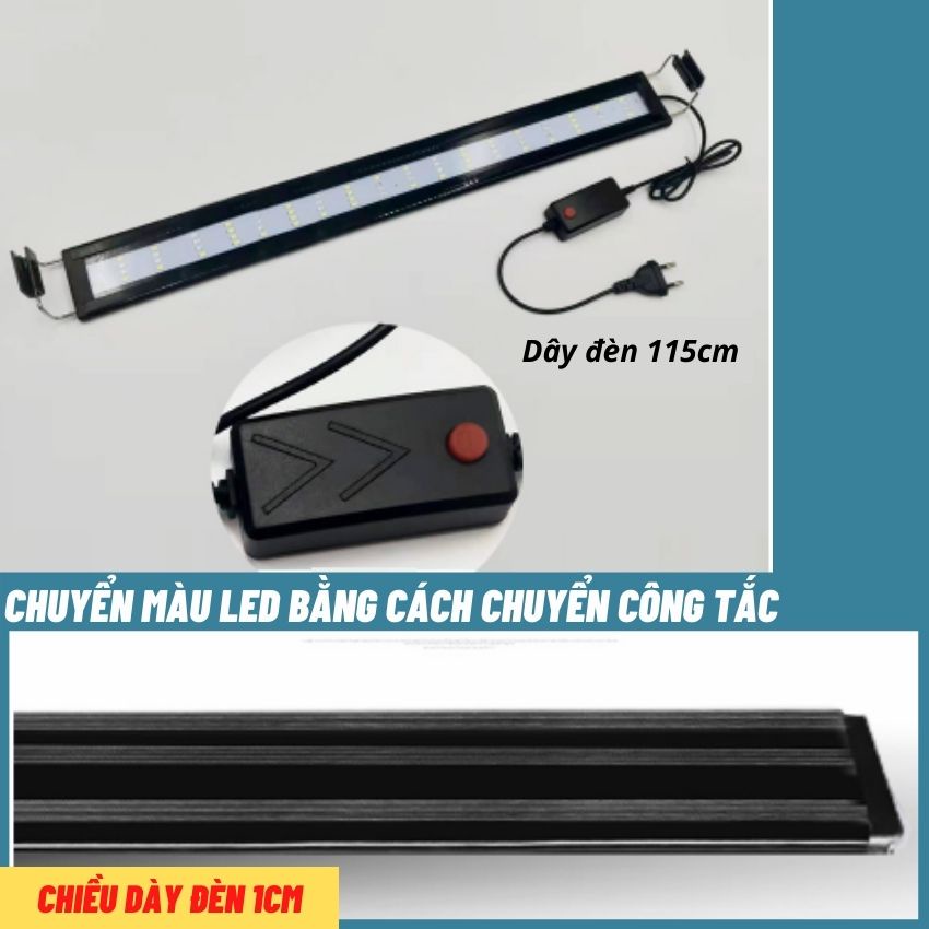 Đèn hồ cá ĐỔI MÀU 3 chế độ sáng cho bể cá cảnh, hồ cá thủy sinh từ 2090cm