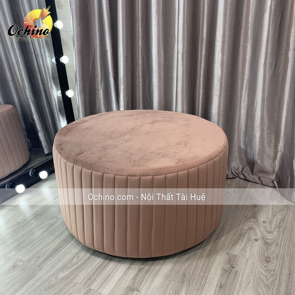 Đôn Tròn, Đôn Nỉ Tròn Sofa, Ghế Đôn Xếp Ly Cách Điệu Đường Kính 80 ( Đủ màu)