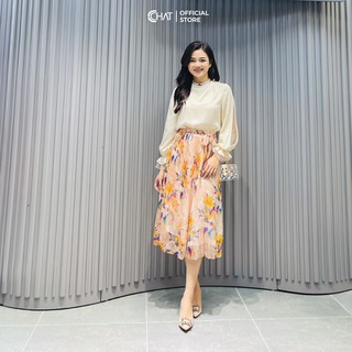 Chân váy dập ly bung hoạ tiết CCHAT