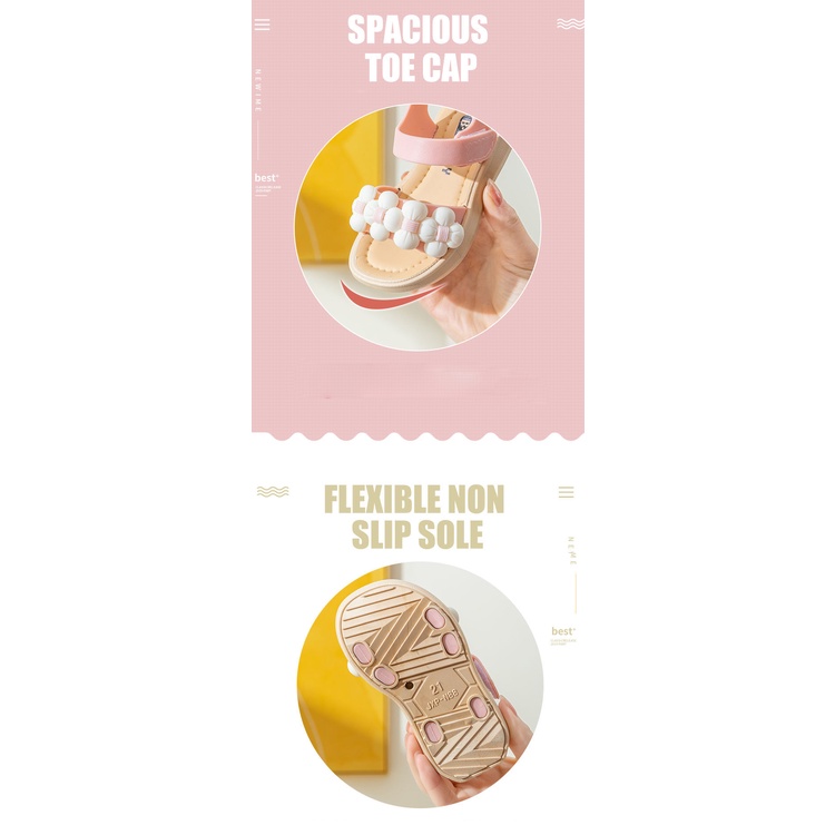 Giày sandal IQ ANGEL đế mềm đính bông hoa thời trang mùa hè xinh xắn dành cho bé gái