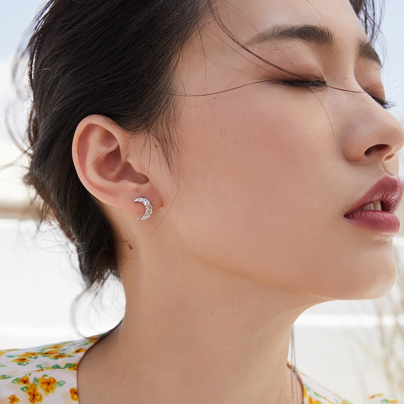 (1 mảnh) Khuyên tai BAMOER bằng bạc 925 đính đá giả thời trang cho nữ