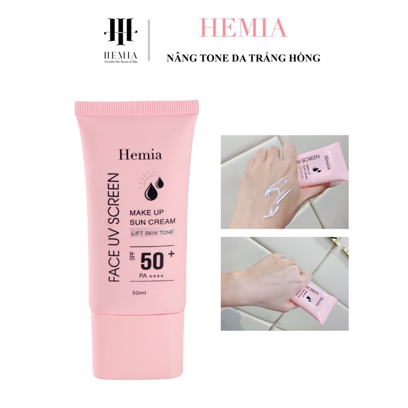 [Chính Hãng] Kem chống nắng dưỡng trắng nâng tông HEMIA SPF50+, chiết xuất 100% tự nhiên, Thấm mướt cực nhanh, mịn màng,