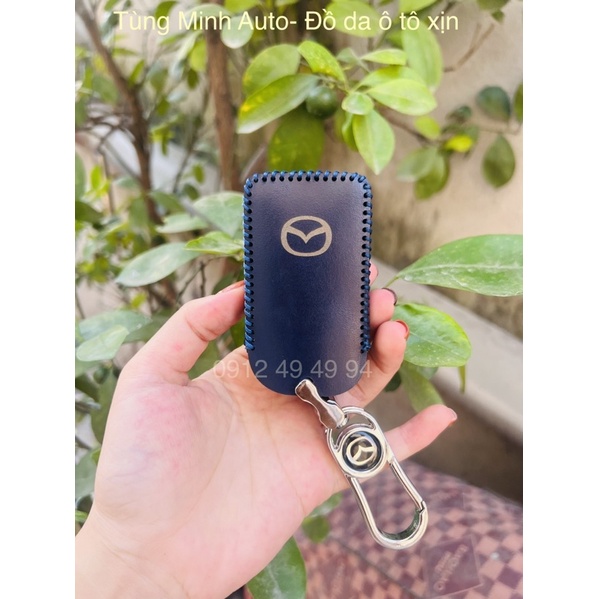 Bao da móc khoá cho dòng xe ô tô Mazda 3, Mazda Cx30, Cx3, bọc chìa khoá da thật khâu tay 100%