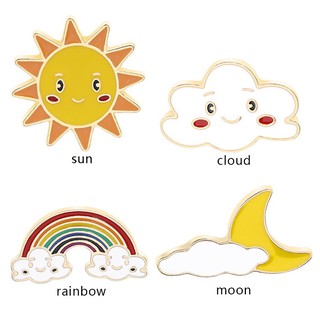 Huy hiệu cài áo hình mặt trăng mặt trời và đám mây